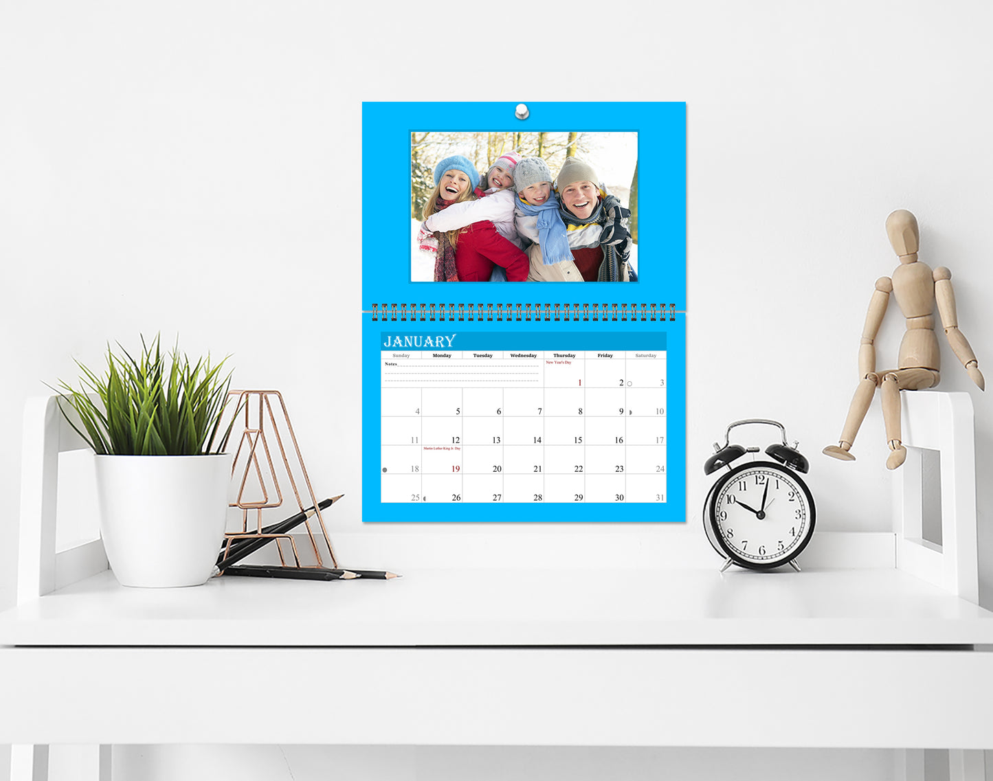 2026 Photo Frame Wall Spiral-bound Calendar (Add Your Own Photos) - 12 Months Desktop/Wall Calendar/Planner - (Edition #05)