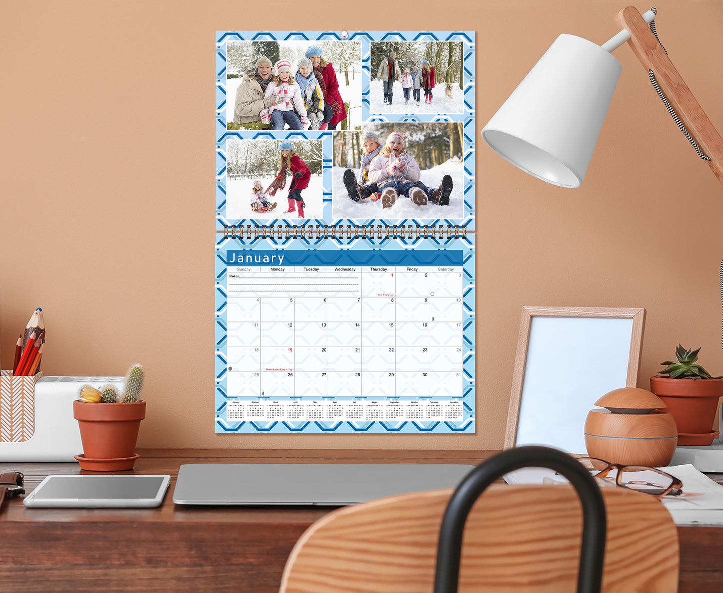 2026 Scrapbook Wall Calendar Spiral-bound (Add Your Own Photos) - 12 Months Desktop #04