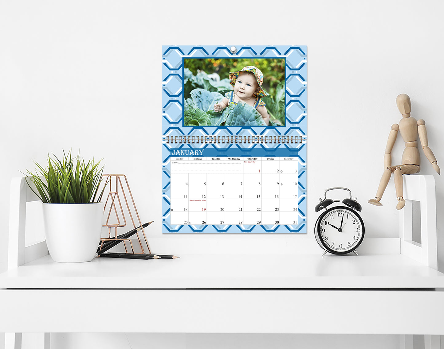 2026 Photo Frame Wall Spiral-bound Calendar (Add Your Own Photos) - 12 Months Desktop/Wall Calendar/Planner - (Edition #04)