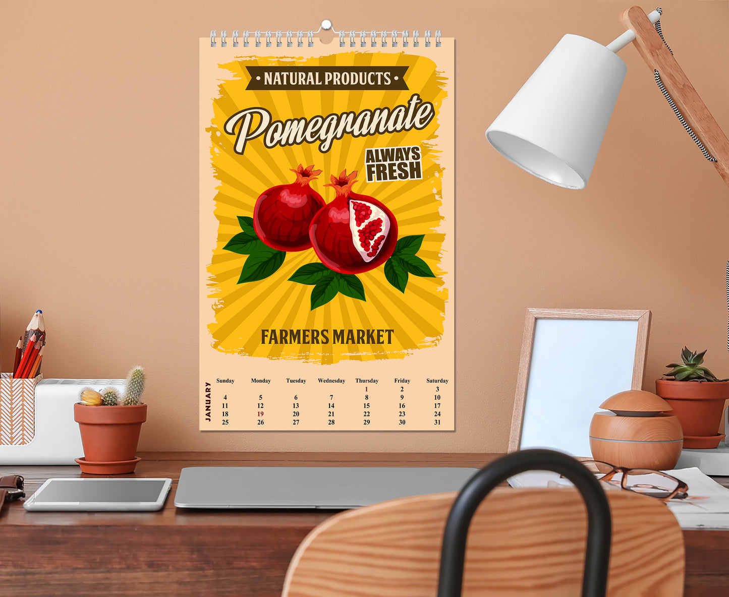 2027 Wall Oversized Art Poster Calendar Spiral-bound - Farmer Market