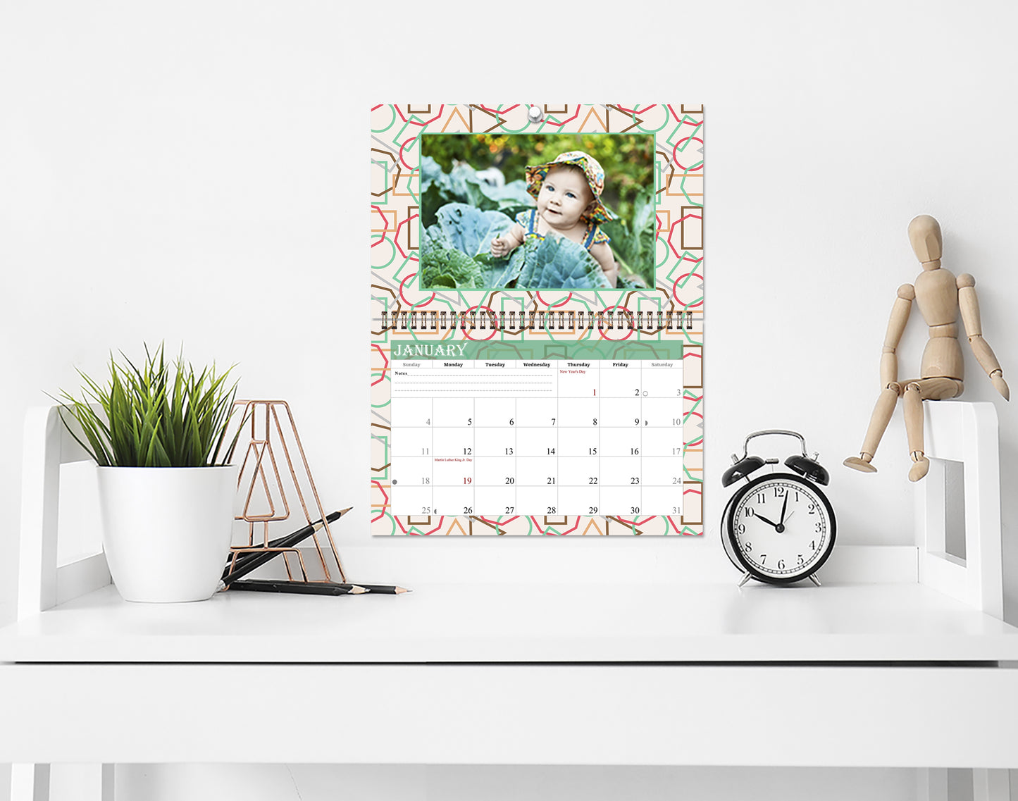 2026 Photo Frame Wall Spiral-bound Calendar (Add Your Own Photos) - 12 Months Desktop/Wall Calendar/Planner - (Edition #11)