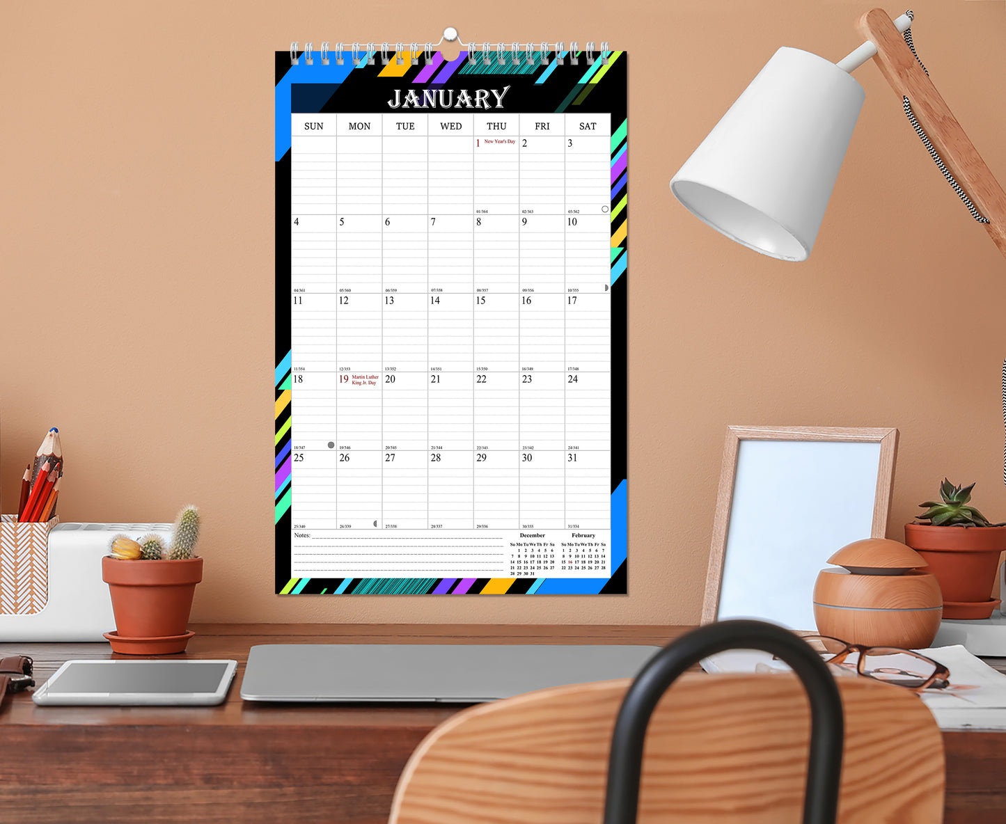 2025-2026 Wall Calendar Spiral-bound Twin-Wire Binding - 18 Months 8.5" x 11" 08