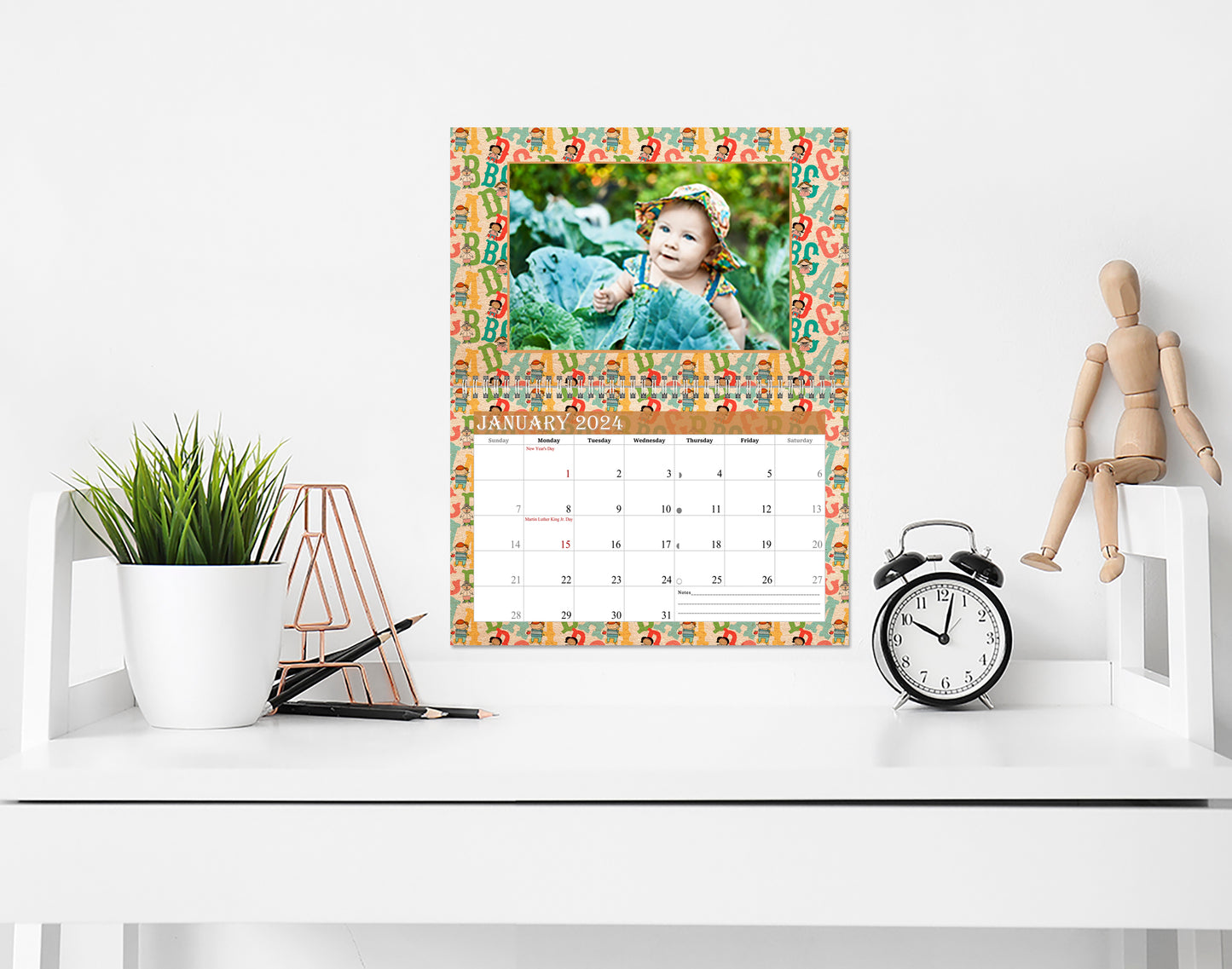 2024 Photo Frame Wall Spiral-bound Calendar (Add Your Own Photos) - 12 Months Desktop/Wall Calendar/Planner - (Edition #10)