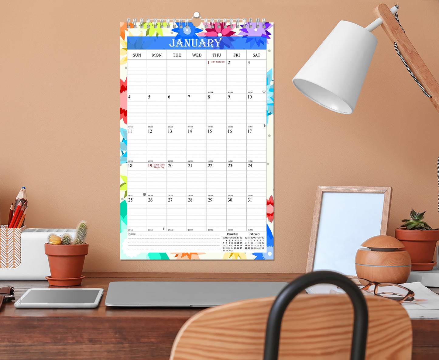 2025-2026 Wall Calendar Spiral-bound Twin-Wire Binding - 18 Months 8.5" x 11" 05
