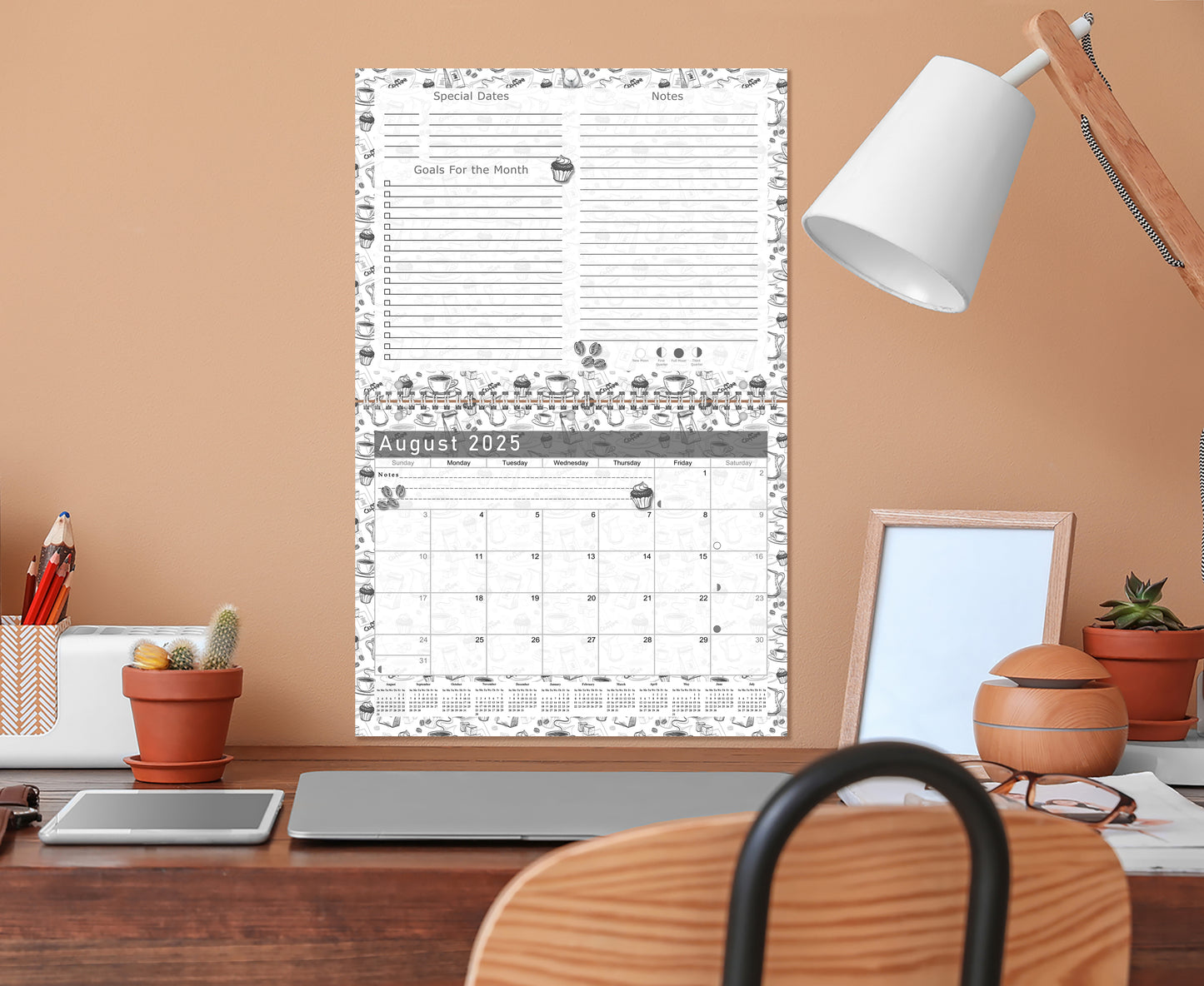 2025 - 2026 Academic Year 12 Months Student Calendar 3-Ring Binder - Black&White - (Edition #026)