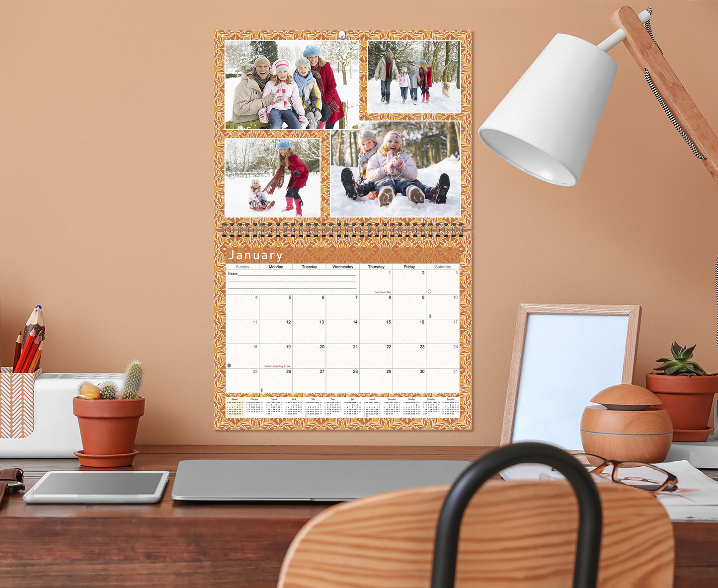 2026 Scrapbook Wall Calendar Spiral-bound (Add Your Own Photos) - 12 Months Desktop #09