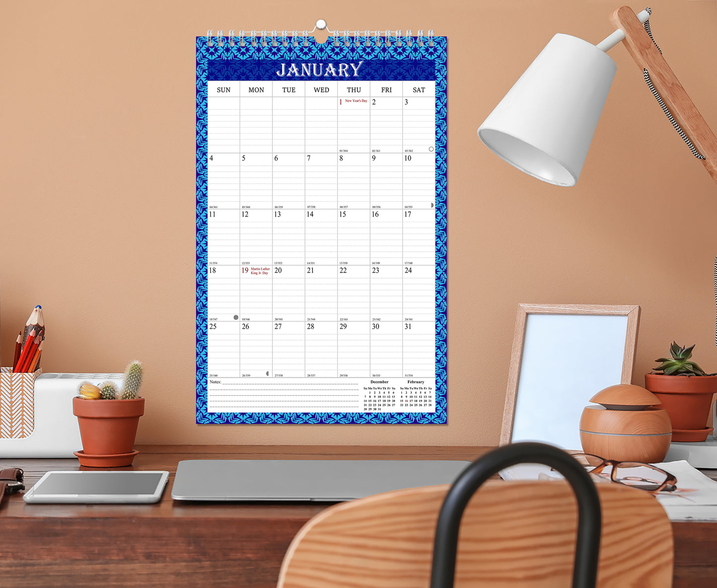 2025-2026 Wall Calendar Spiral-bound Twin-Wire Binding - 18 Months 11" x 17" 014