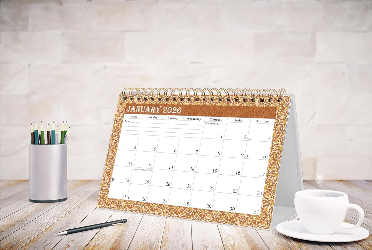 2026-12 Months Desk Calendar Desktop Planner with To-Do List & Notes 09