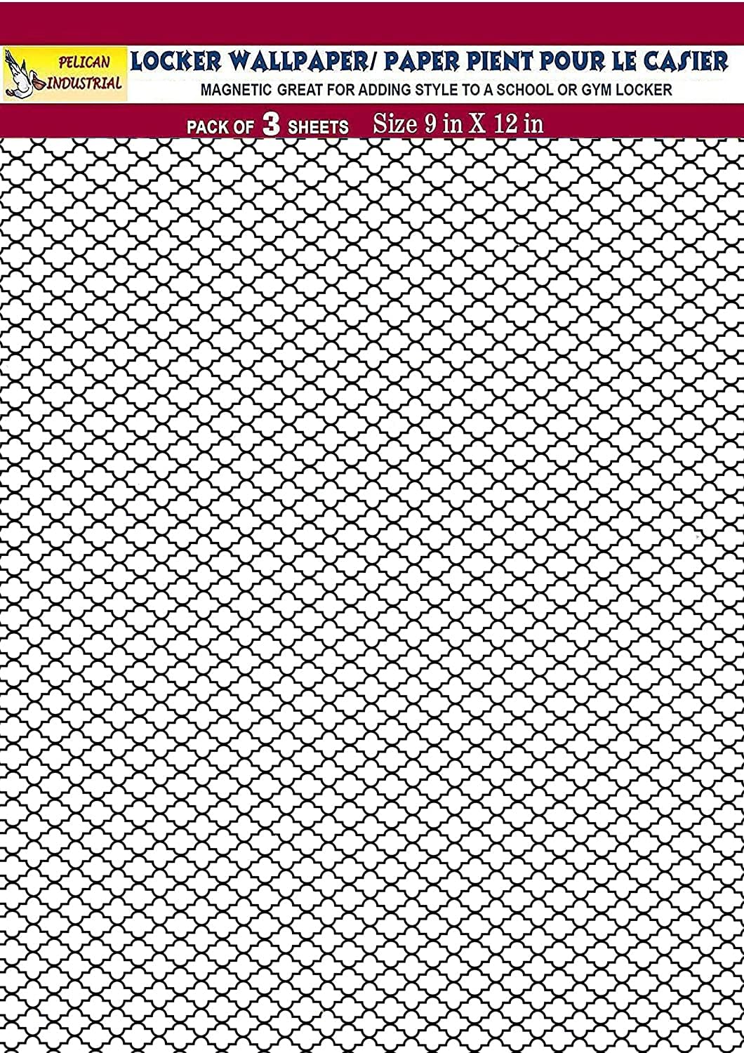 PELICAN INDUSTRIAL Magnetic Locker Wallpaper (Full Sheet Magnetic) - Black & White - Pack of 3 Sheets - v32c