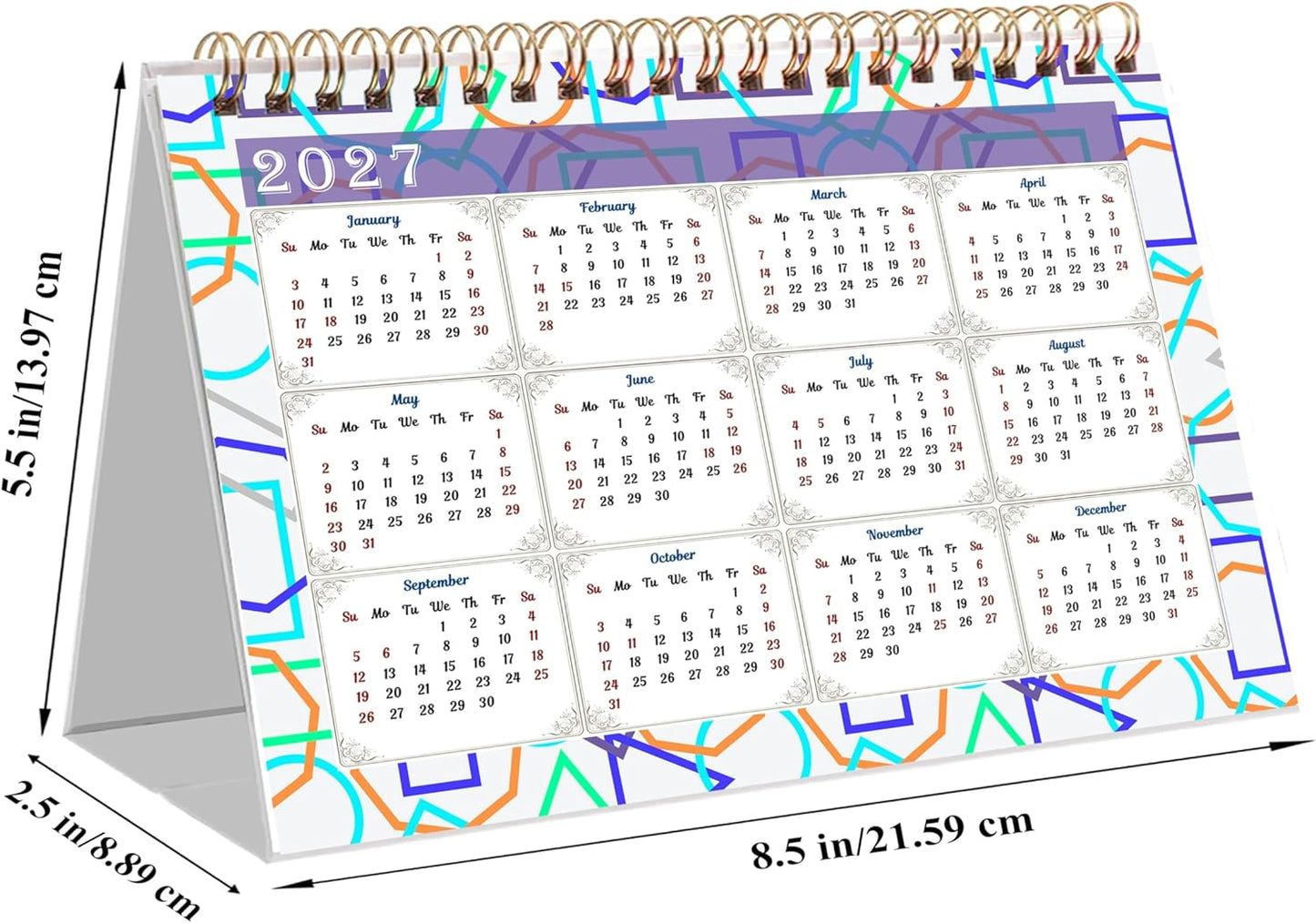 2026-12 Months Desk Calendar Desktop Planner with To-Do List & Notes 011