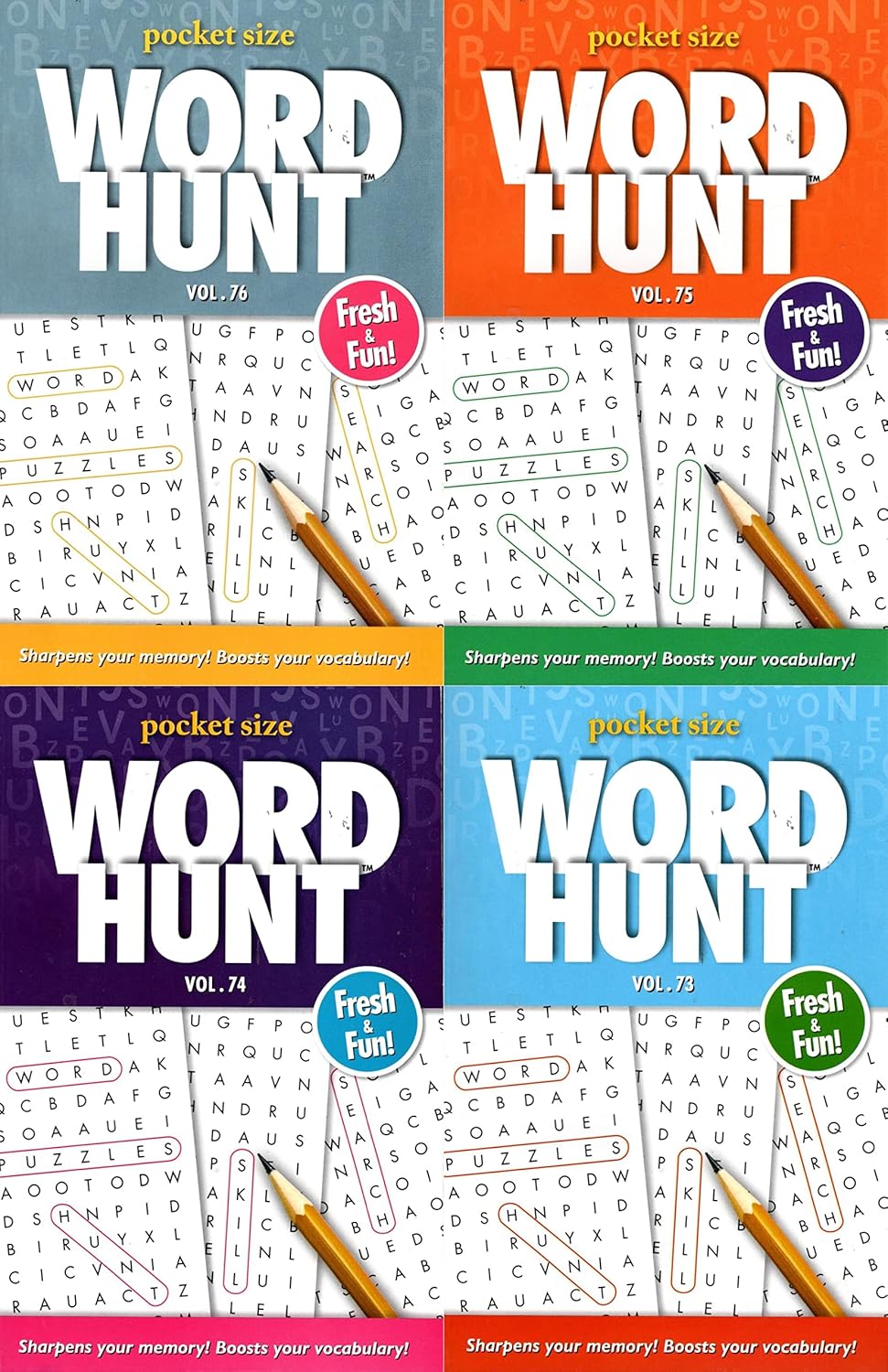 Large Print Word Hunt - All New Puzzles - (Pocket Size) - Vol.73-76 (Set of 4)