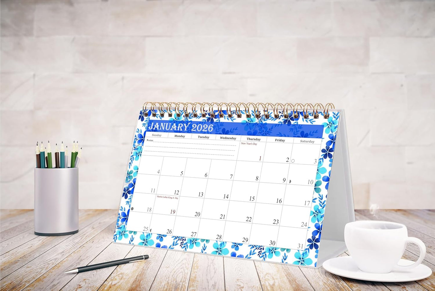 2026-12 Months Desk Calendar Desktop Planner with To-Do List & Notes 012