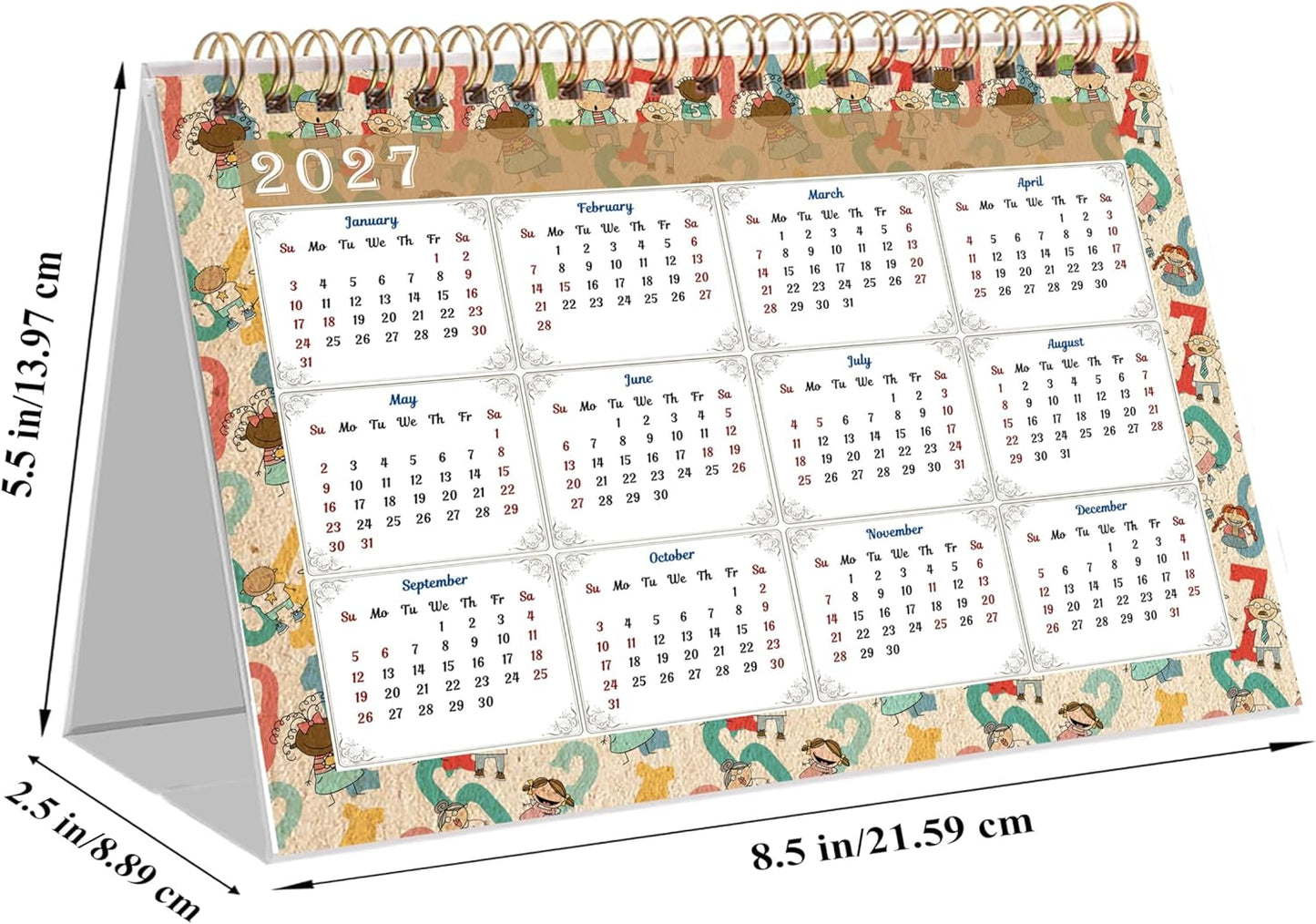2026-12 Months Desk Calendar Desktop Planner with To-Do List & Notes 010