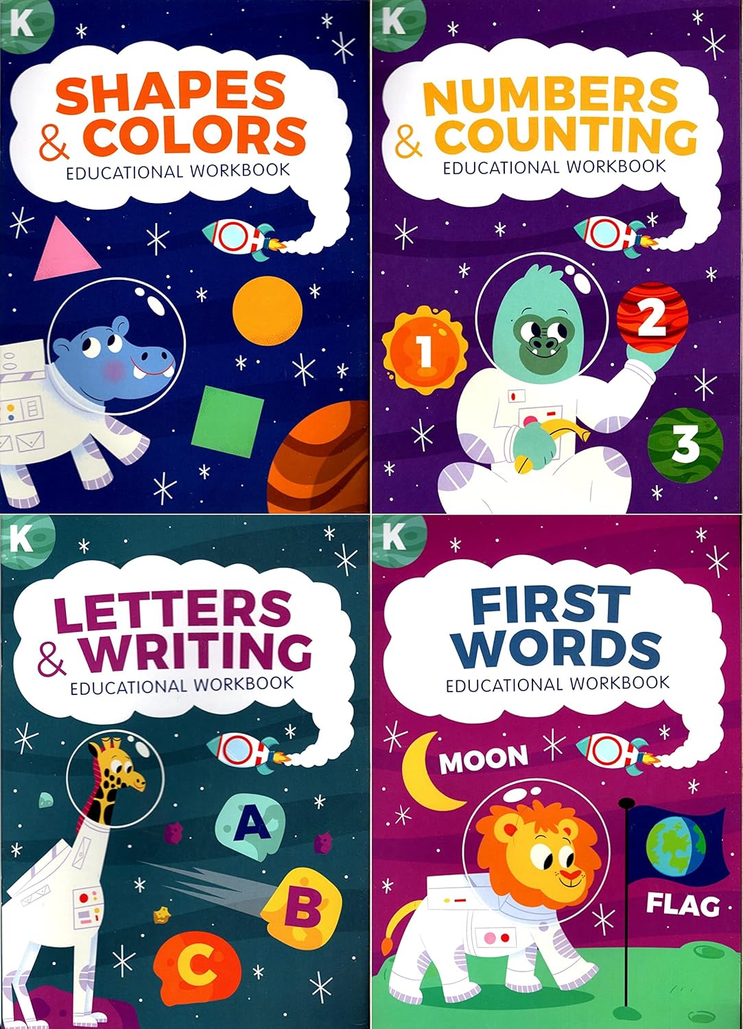 Kindergarten Educational Workbooks - Set of 4 Books - v3