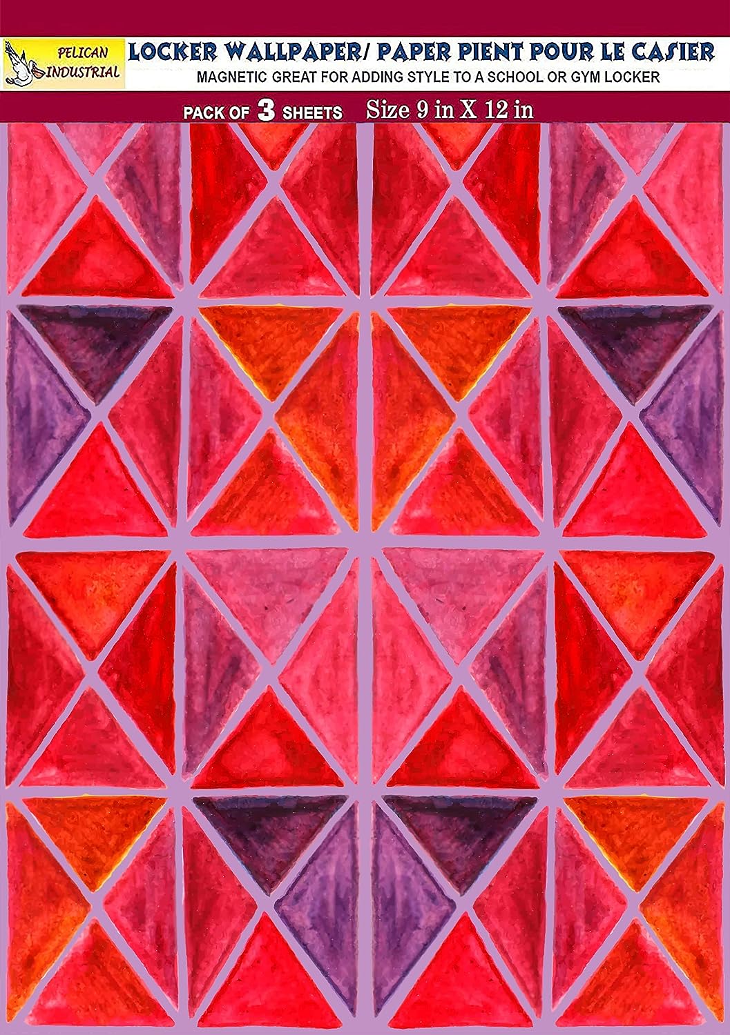 PELICAN INDUSTRIAL Magnetic Locker Wallpaper (Full Sheet Magnetic) - Trimmable, Easy Install, Remove & Reuse - Pack of 3 Sheets - Geometric Pattern (vb037)