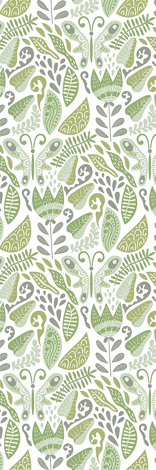 PELICAN INDUSTRIAL Deluxe School Locker Magnetic Wallpaper (Full Sheet Magnetic) - Full Cover Standard Half Lockers Pack of 12 Sheets - (Green Leaves vr44)