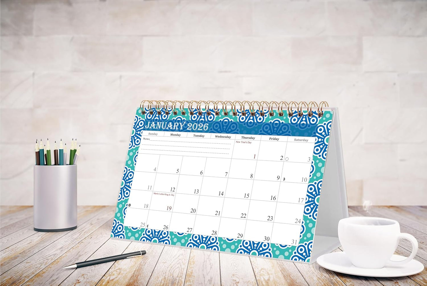 2026-12 Months Desk Calendar Desktop Planner with To-Do List & Notes 015