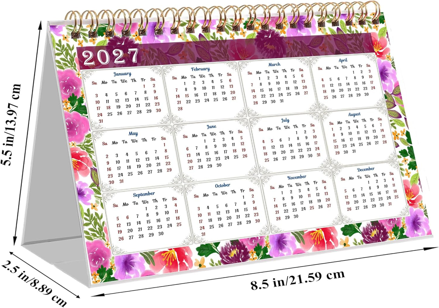 2026-12 Months Desk Calendar Desktop Planner with To-Do List & Notes 012