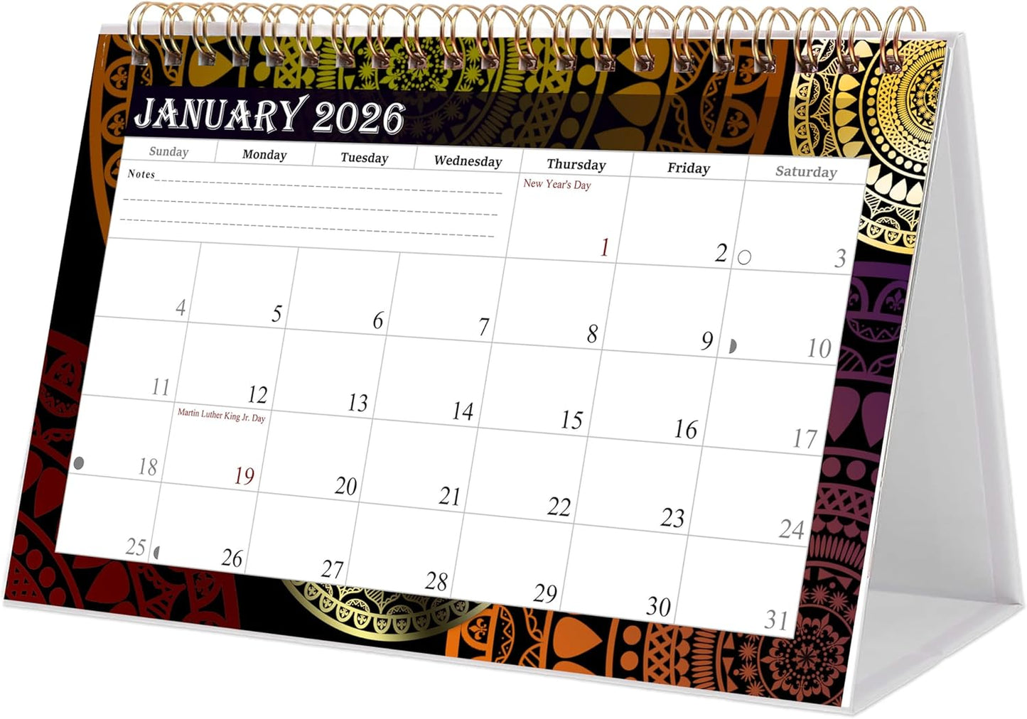 2026-12 Months Desk Calendar Desktop Planner with To-Do List & Notes 016