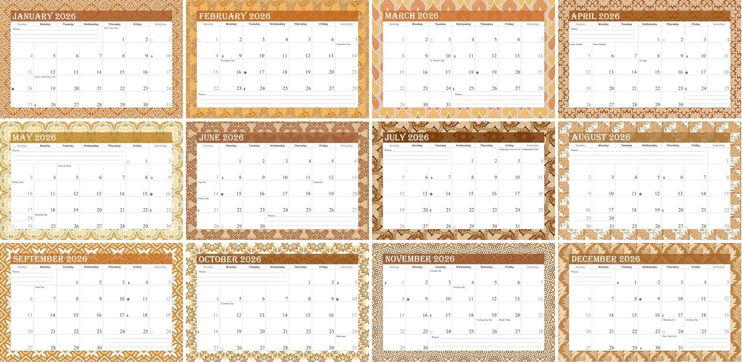 2026-12 Months Desk Calendar Desktop Planner with To-Do List & Notes 09