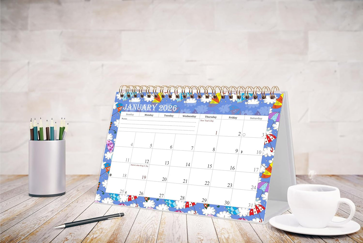 2026-12 Months Desk Calendar Desktop Planner with To-Do List & Notes 014