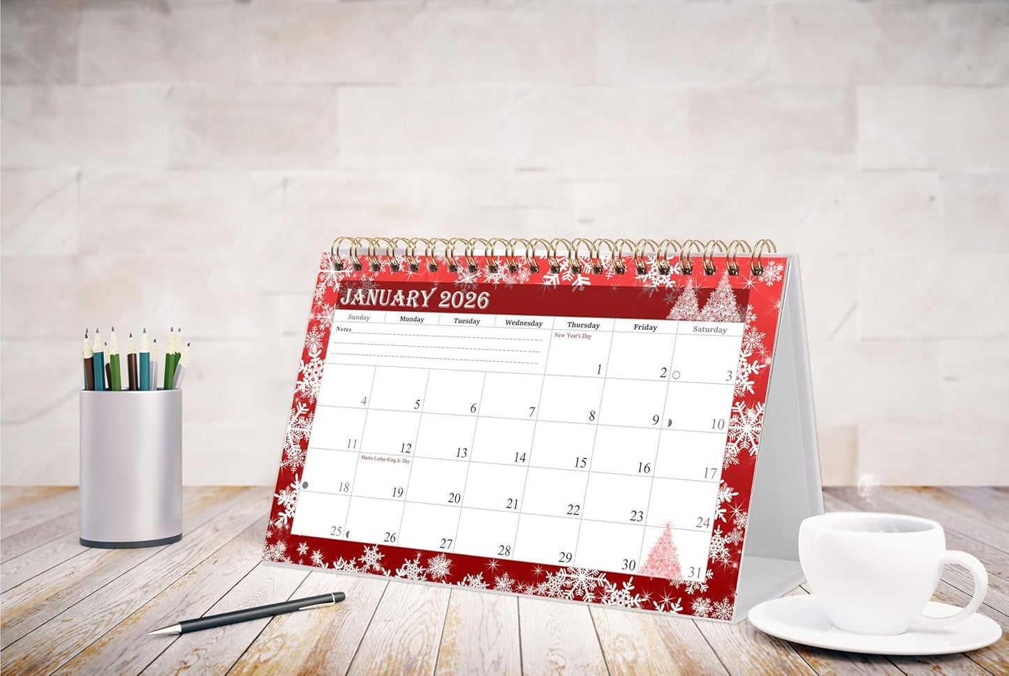 2026-12 Months Desk Calendar Desktop Planner with To-Do List & Notes 08