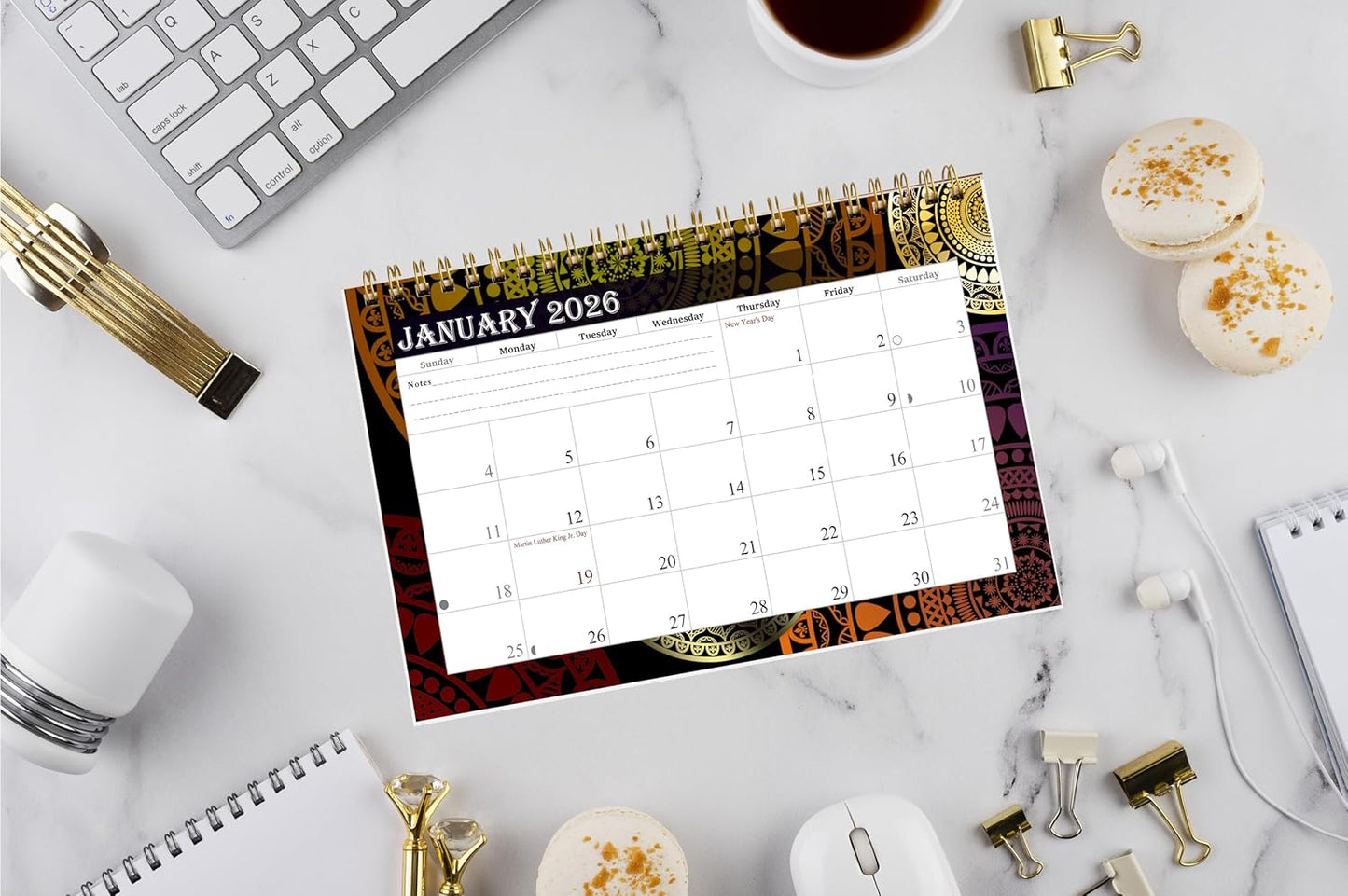 2026-12 Months Desk Calendar Desktop Planner with To-Do List & Notes 016