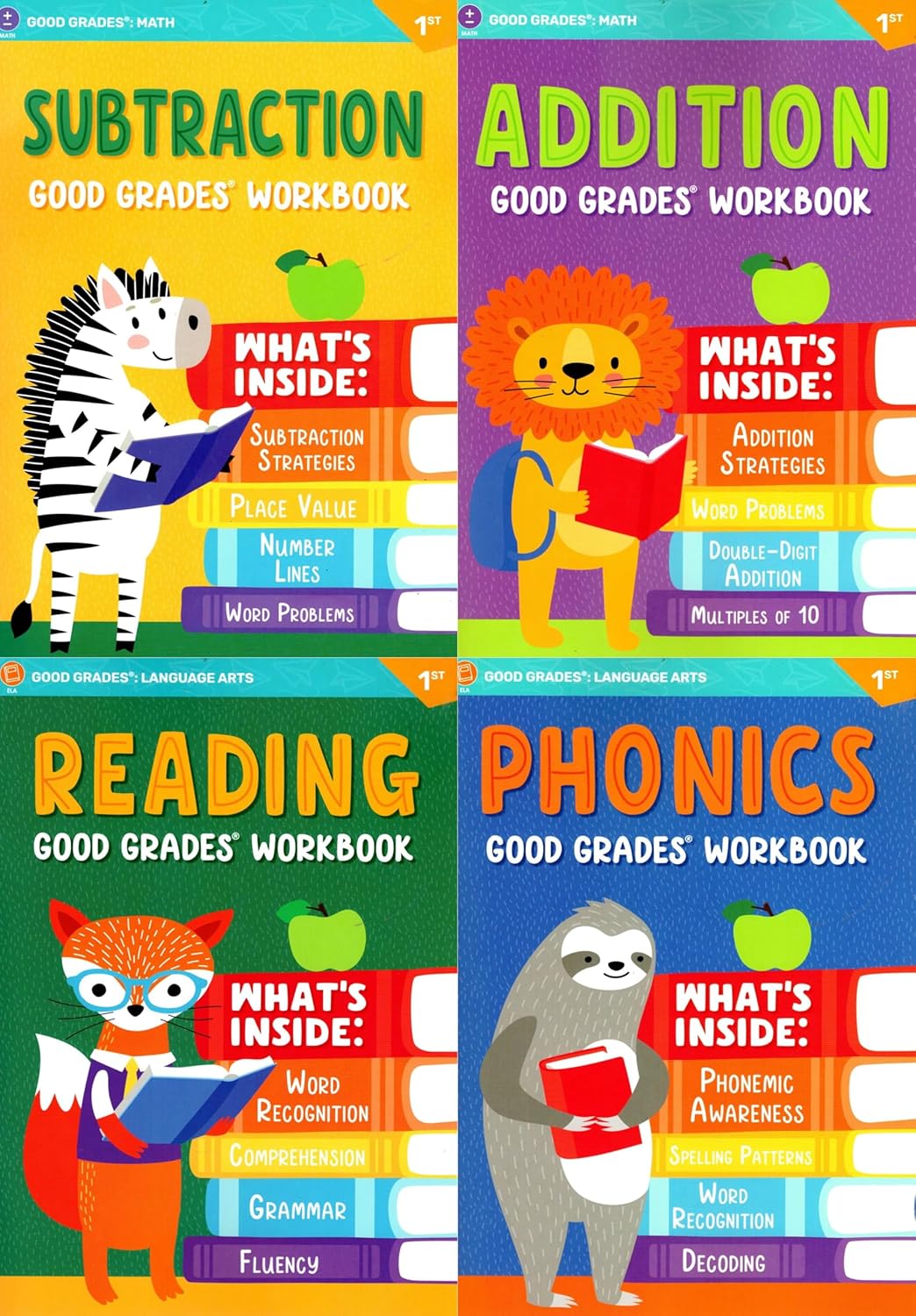 Good Grades First Grade Educational Workbooks - Set of 4 Books v6