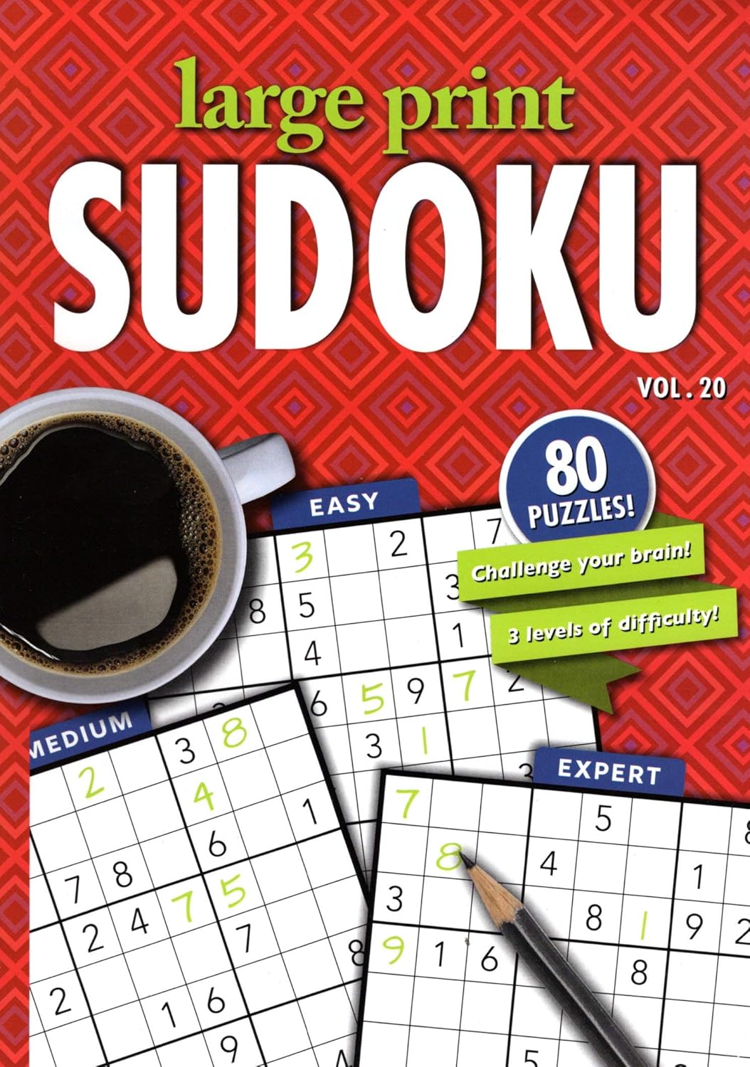 Large Print Sudoku Puzzle - Easy - Medium - Expert - Vol. 20 - 21 (Set of 2)
