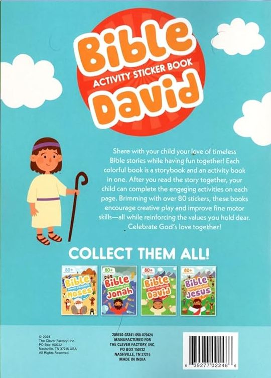 Bible Activity David - Sticker Book Over 80 Stickers v9