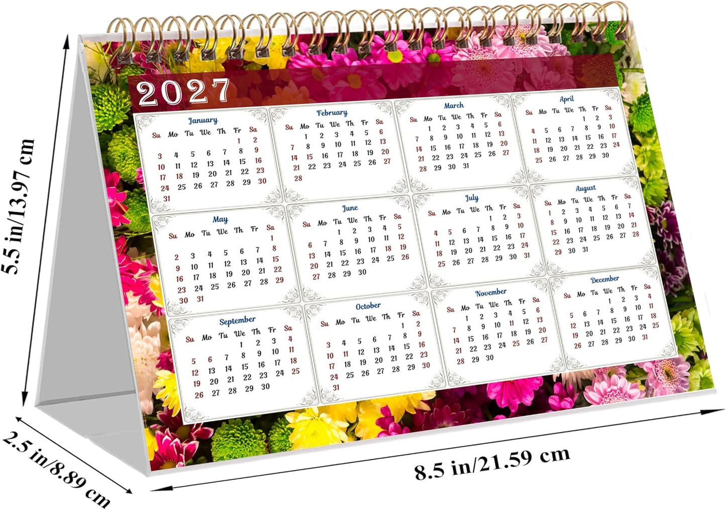 2026-12 Months Desk Calendar Desktop Planner with To-Do List & Notes 013