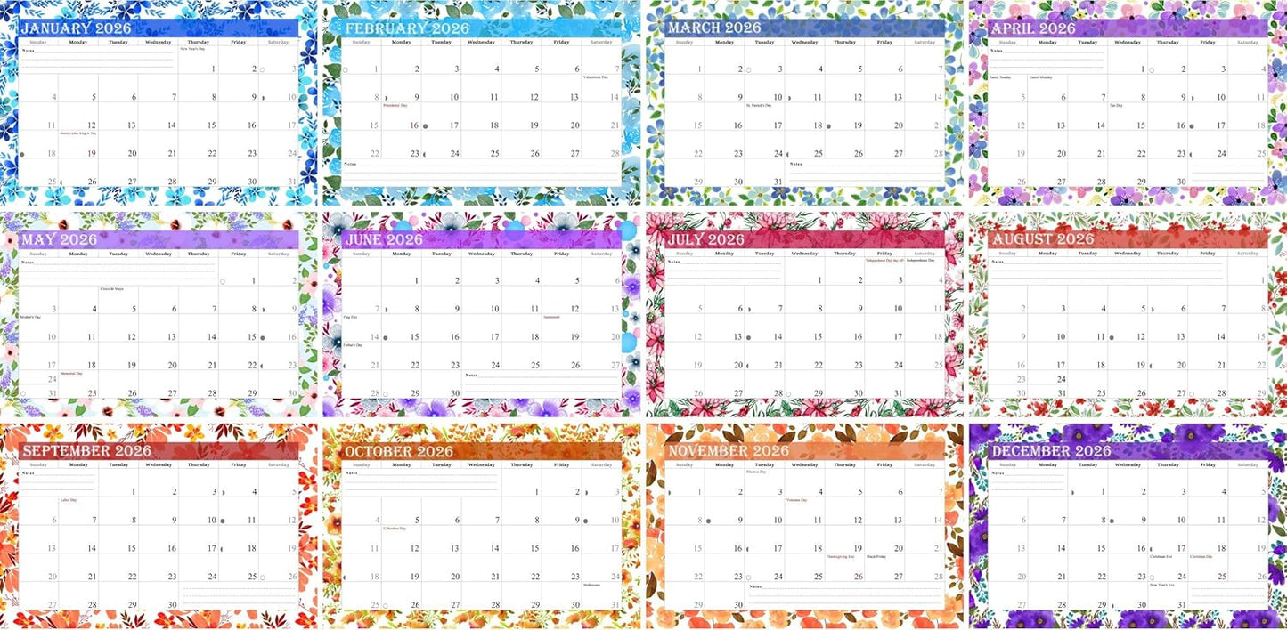 2026-12 Months Desk Calendar Desktop Planner with To-Do List & Notes 012