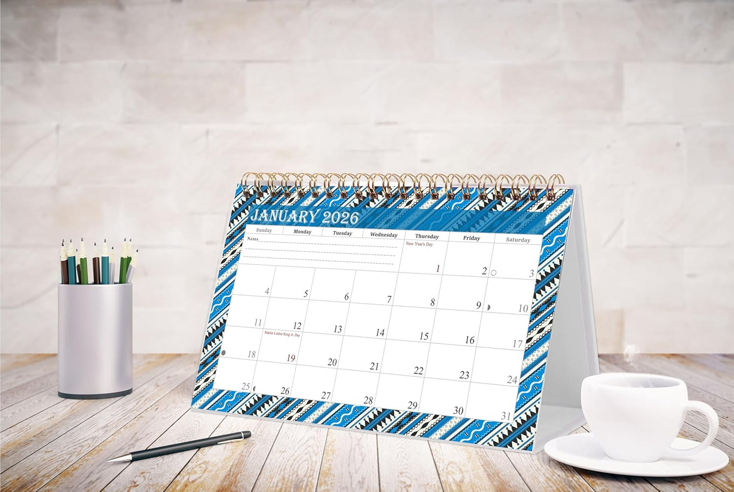 2026-12 Months Desk Calendar Desktop Planner with To-Do List & Notes 017