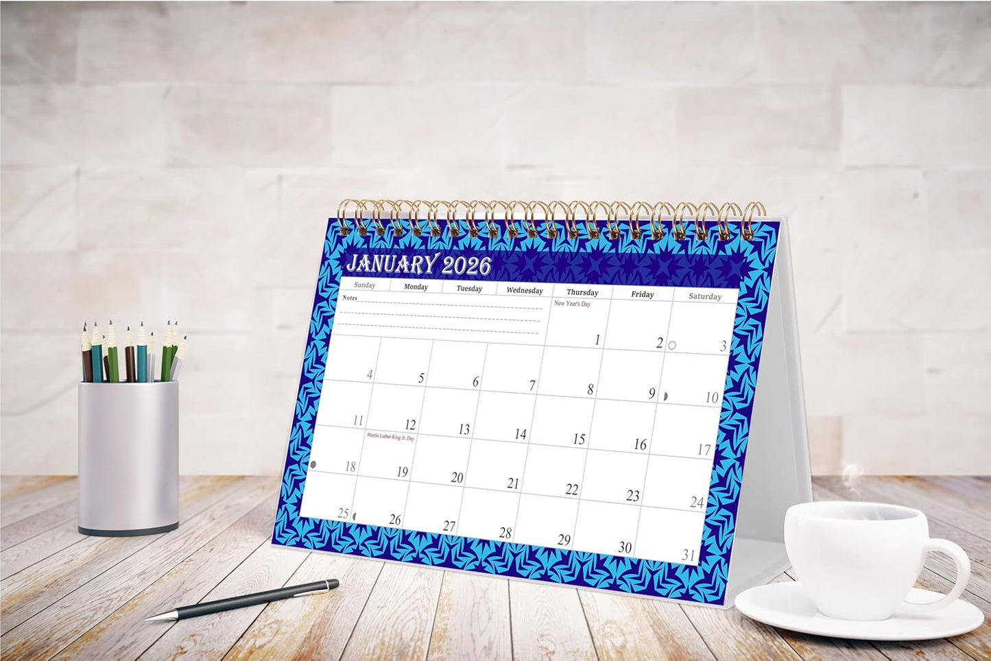 2026-12 Months Desk Calendar Desktop Planner with To-Do List & Notes 07