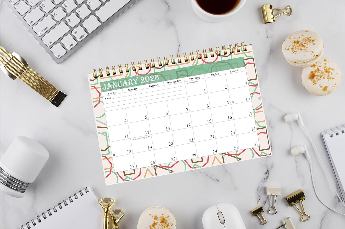 2026-12 Months Desk Calendar Desktop Planner with To-Do List & Notes 011