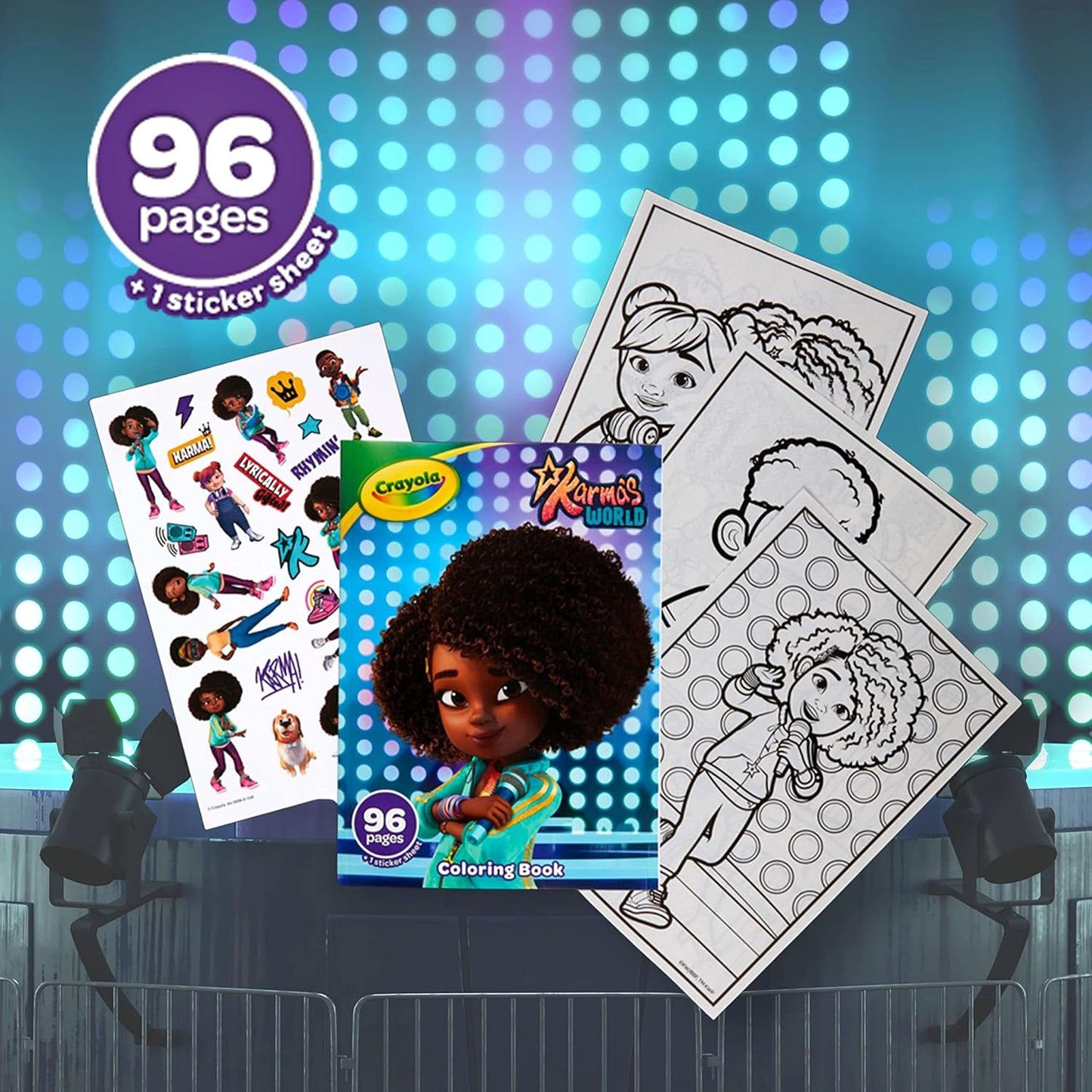 Crayola Karma's World Coloring Book, Stickers Included, Gift for Girls & Boys