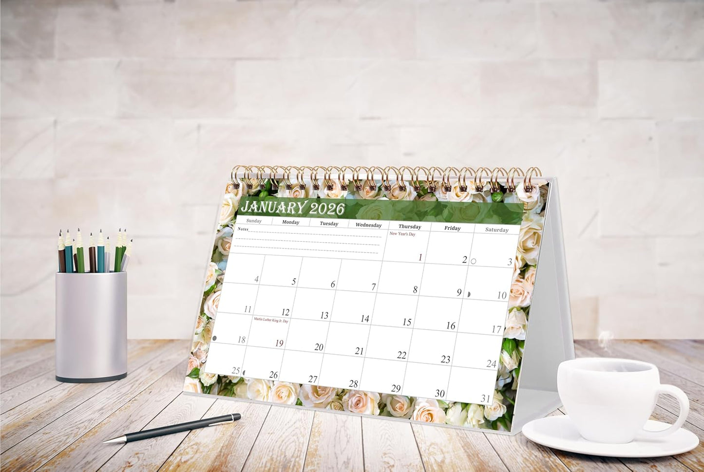 2026-12 Months Desk Calendar Desktop Planner with To-Do List & Notes 013