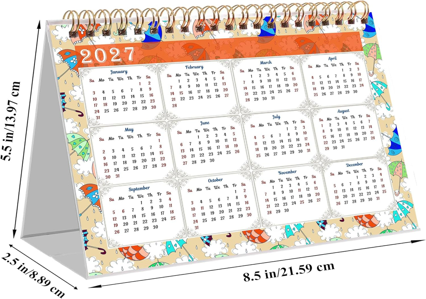 2026-12 Months Desk Calendar Desktop Planner with To-Do List & Notes 014