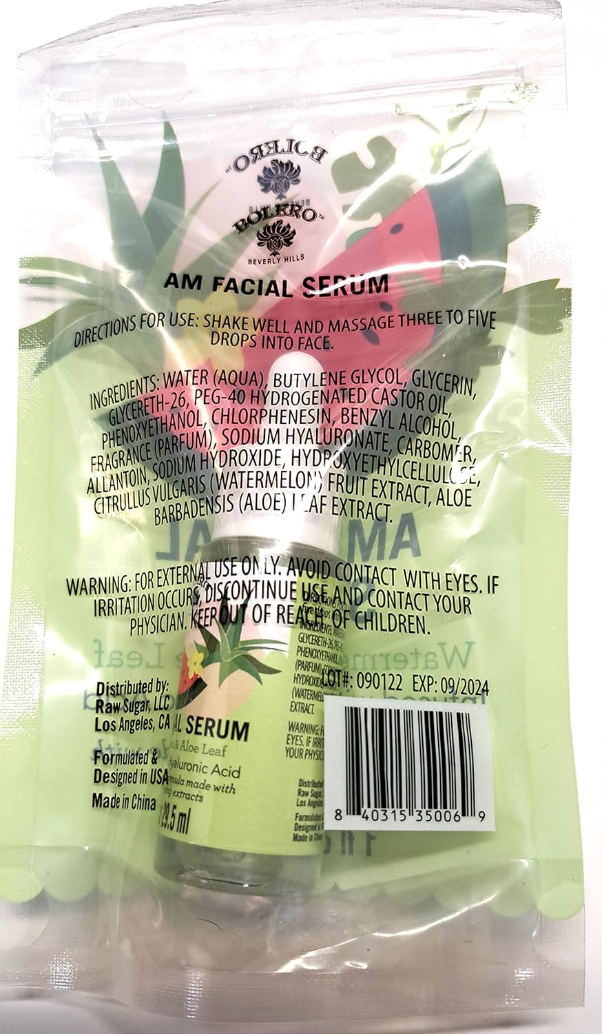 Bolero Am Facial Serum - Watermelon & Aloe Leaf 1fl oz, 29.5ml