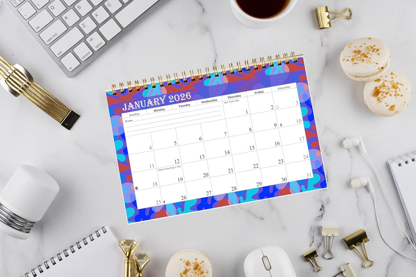 2026-12 Months Desk Calendar Desktop Planner with To-Do List & Notes 03