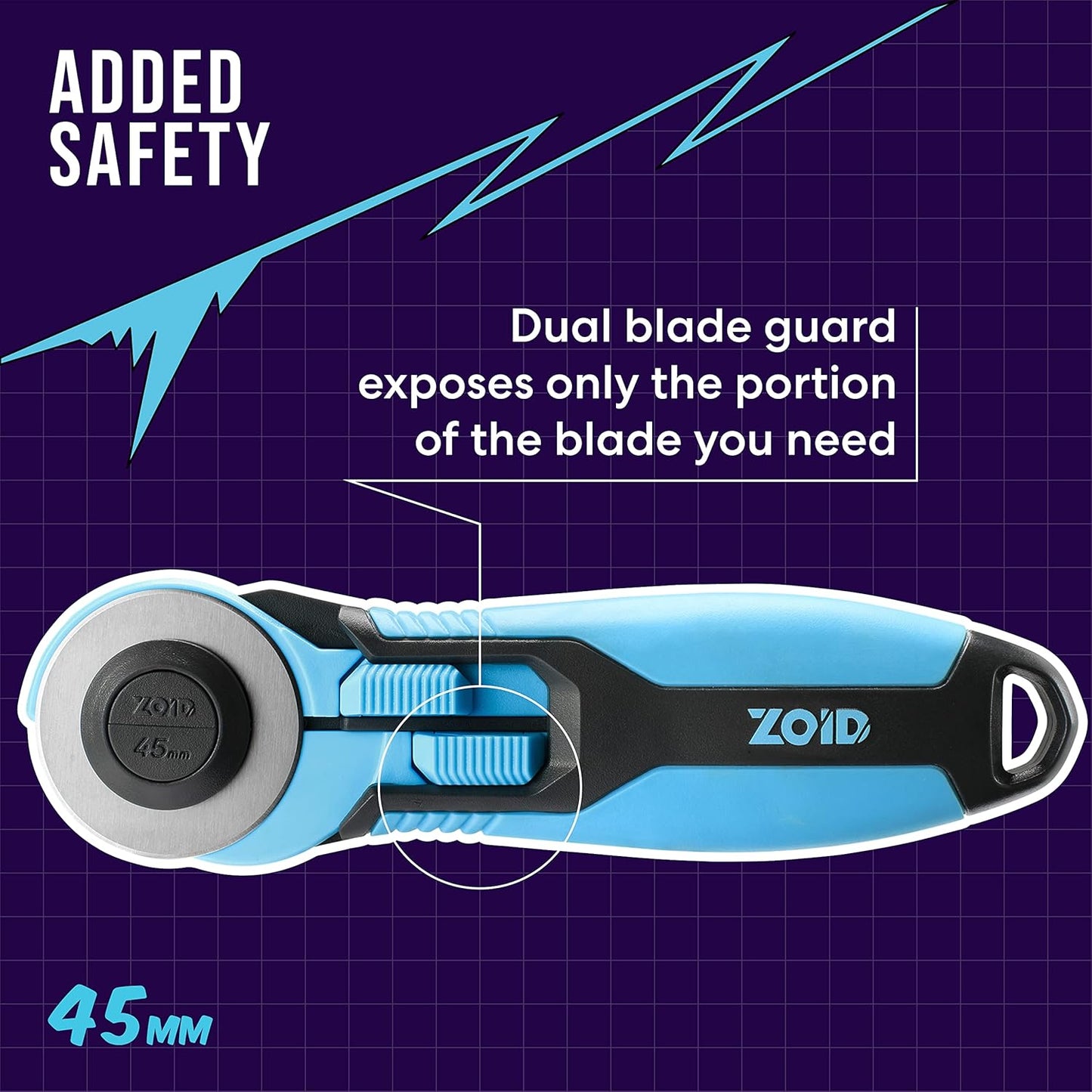Zoid 45mm Rotary Cutter with Grip, Fabric Cutter Wheel, Rotary Cutter Blade