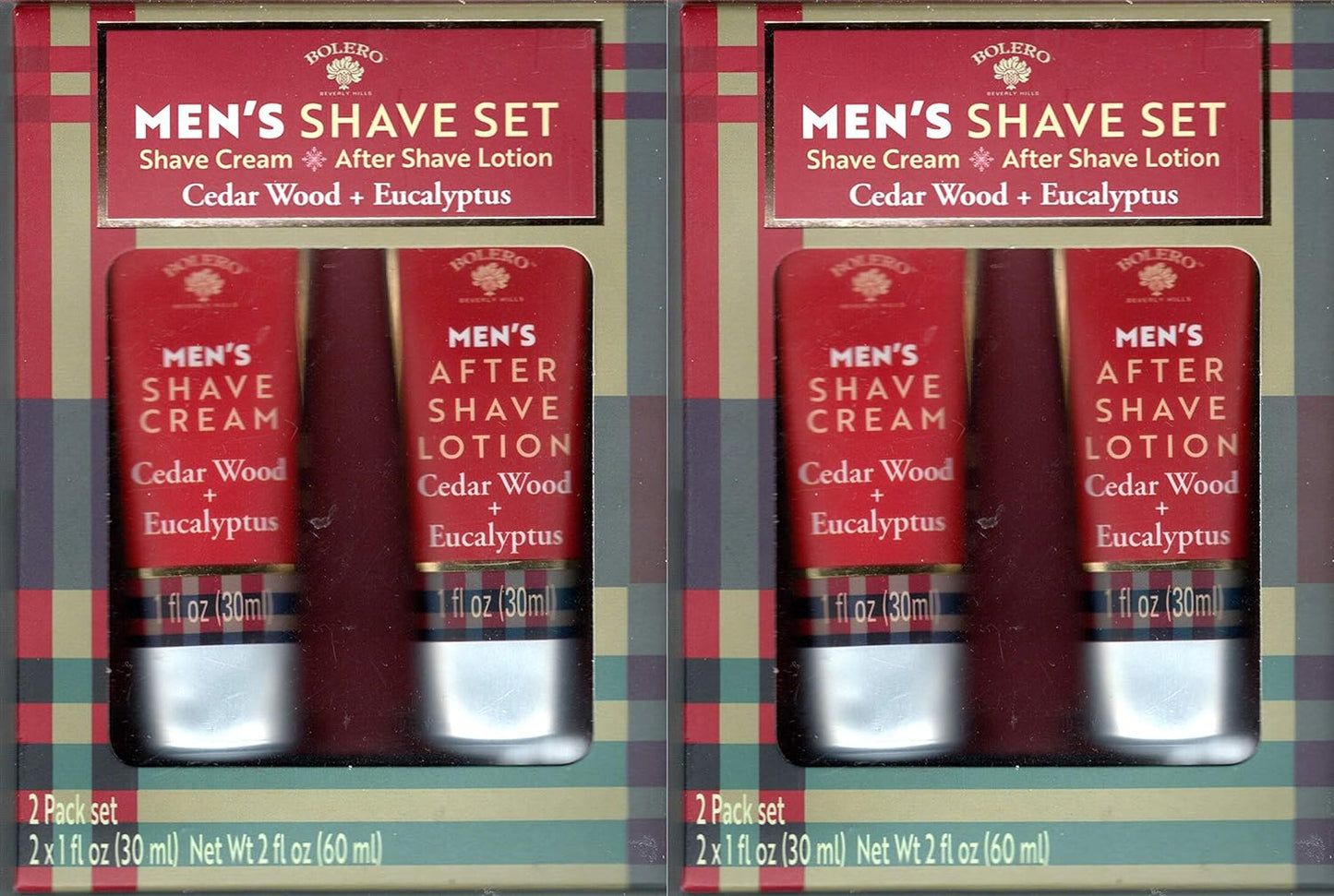 Cedar Wood + Eucalyptus Men's Shave and After Shave Lotion Cream 2 Pack Set Moisturize 2 x 1fl oz (30ml) (Set of 2 Pack)