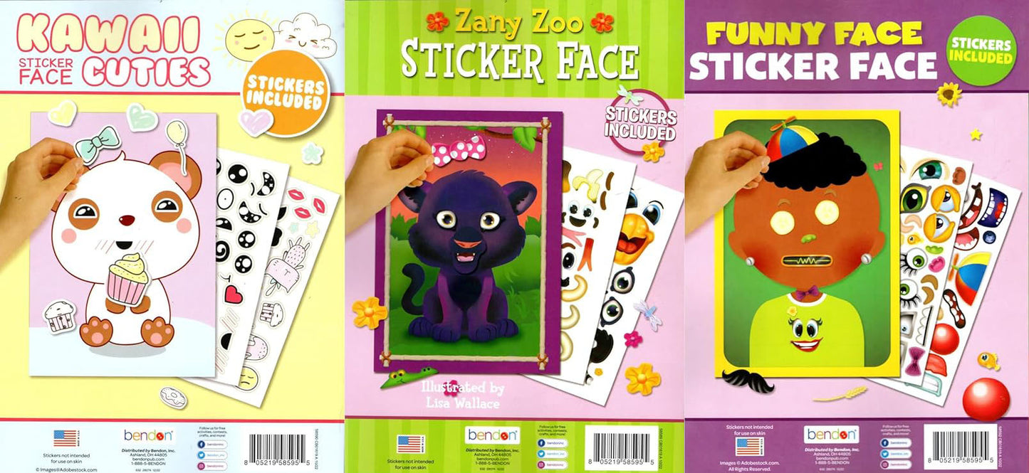 Cuties, Zany Zoo, Funny Face - Sticker Face - Sticker Activity Book Set
