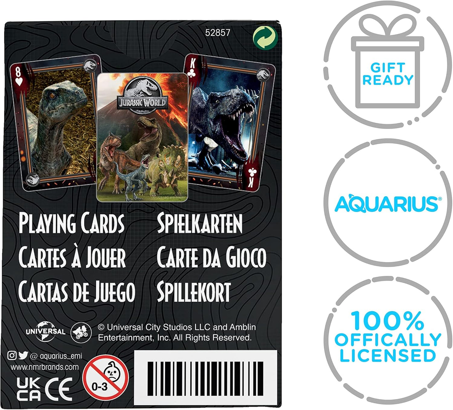 AQUARIUS Jurassic World Playing Cards – Jurassic World Themed Deck of Cards