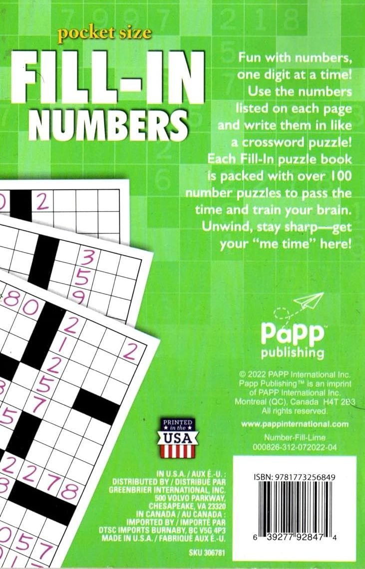 Fill in Numbers - Sharpen Your Memory, Boost Your Brain (Pocket Size) - Vol.4 - 5