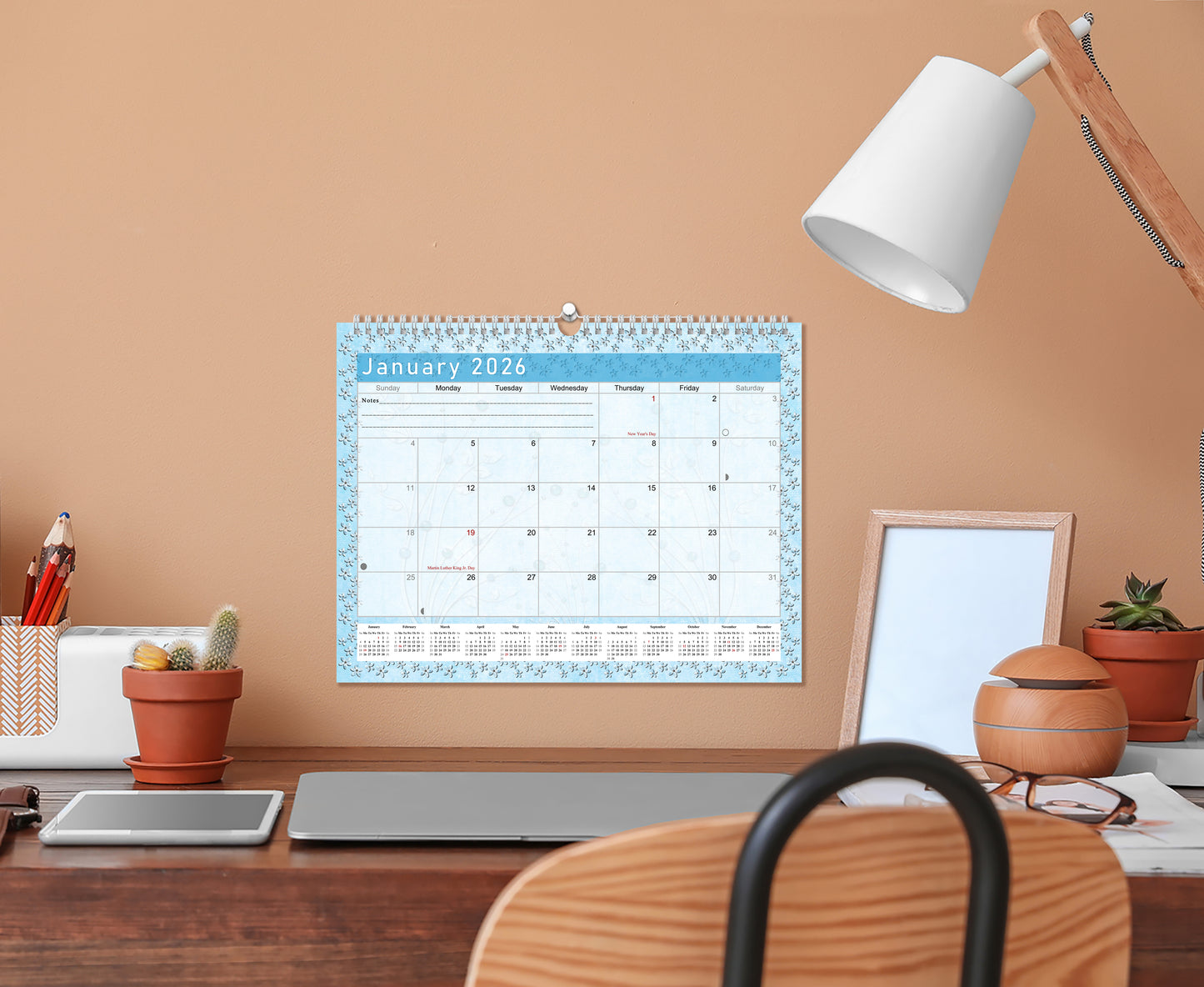 2025-2026 Monthly Spiral-Bound Wall / Desk Calendar - Desktop / Wall Blotter Calendar / Planner - (Edition #18)