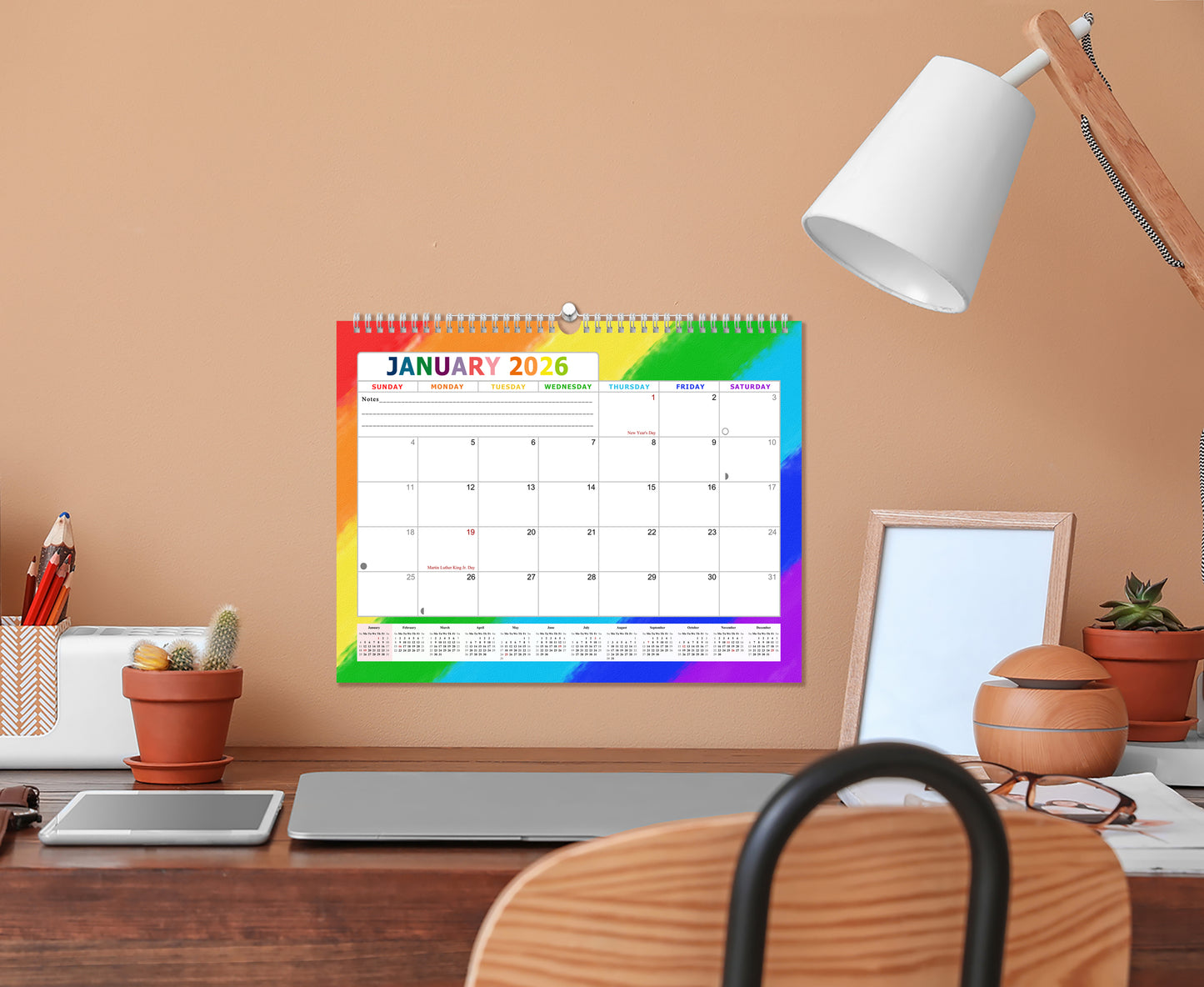 2025-2026 Monthly Spiral-Bound Wall / Desk Calendar - Desktop / Wall Blotter Calendar / Planner - (Edition #28)