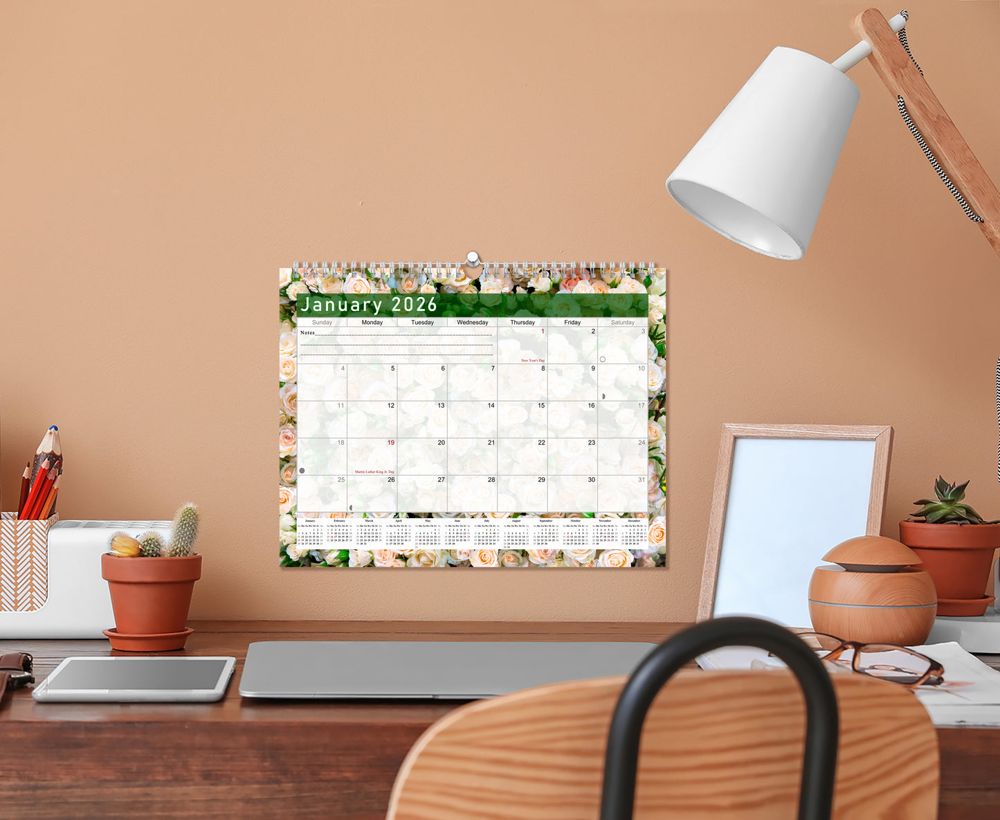 2025-2026 Monthly Spiral-Bound Wall / Desk Calendar - Desktop / Wall Blotter Calendar / Planner - (Edition #23)