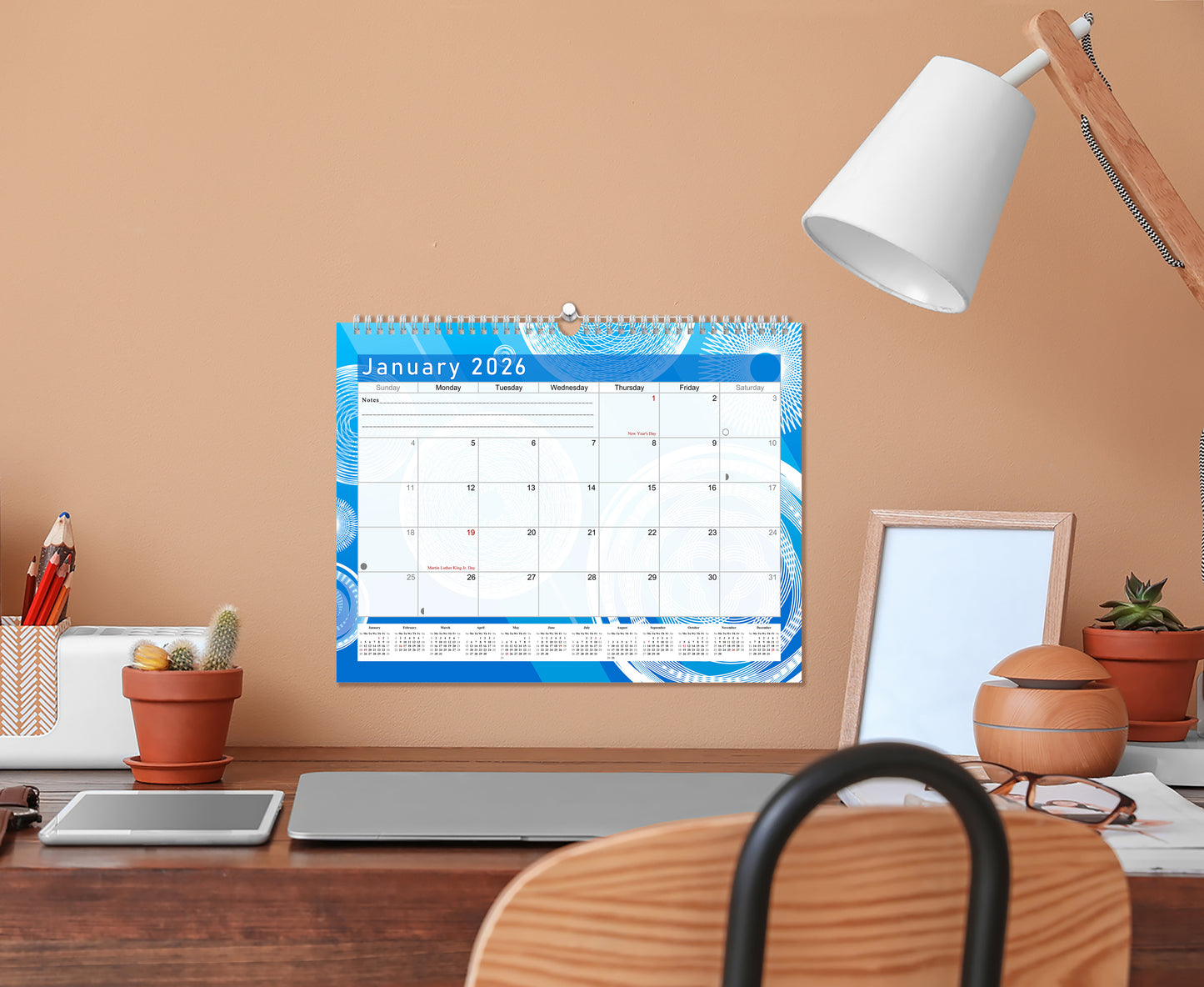 2025-2026 Monthly Spiral-Bound Wall / Desk Calendar - Desktop / Wall Blotter Calendar / Planner - (Edition #02)