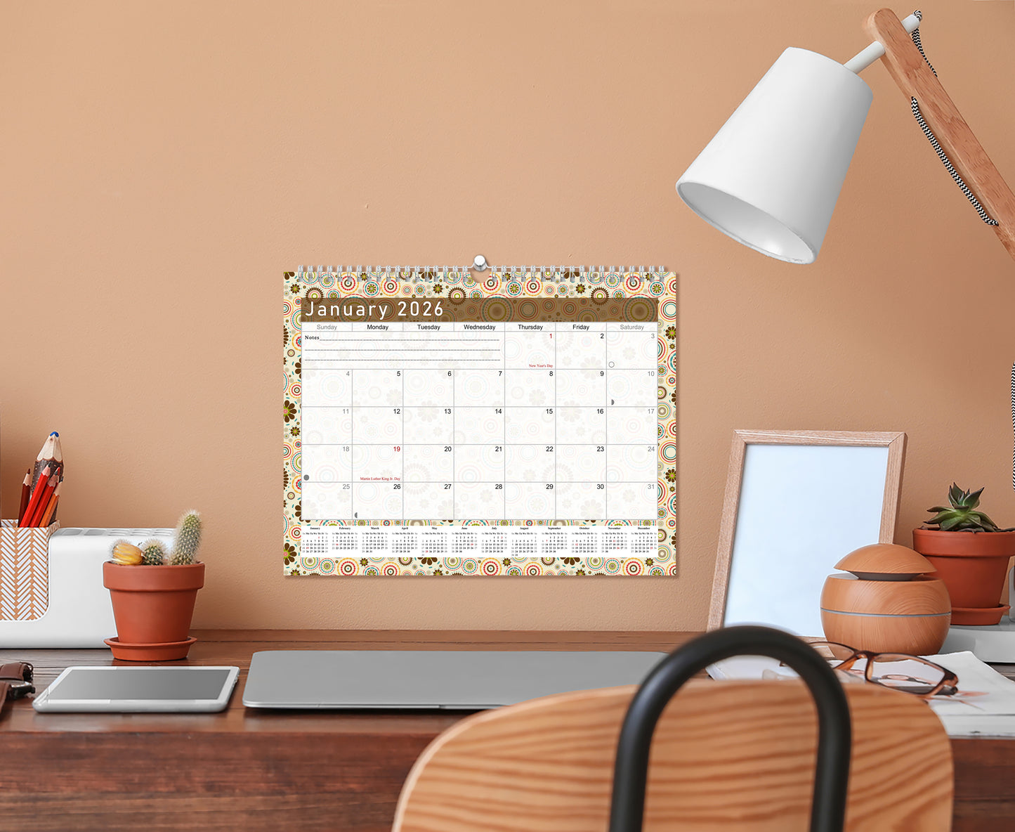 2025-2026 Monthly Spiral-Bound Wall / Desk Calendar - Desktop / Wall Blotter Calendar / Planner - (Edition #20)
